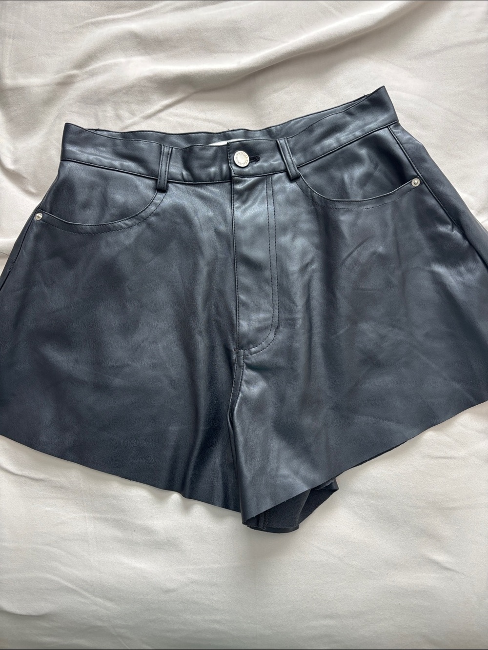 WeWoreWhat Black High-Waist Faux Leather Shorts